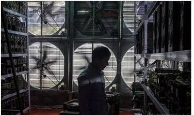 An extensive cryptocurrency mining farm in full operation
